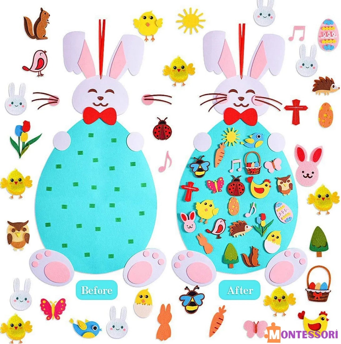 Montessori Keçe Tavşan El Yapımı Duyusal Eğitim Oyuncağı - MAKKA