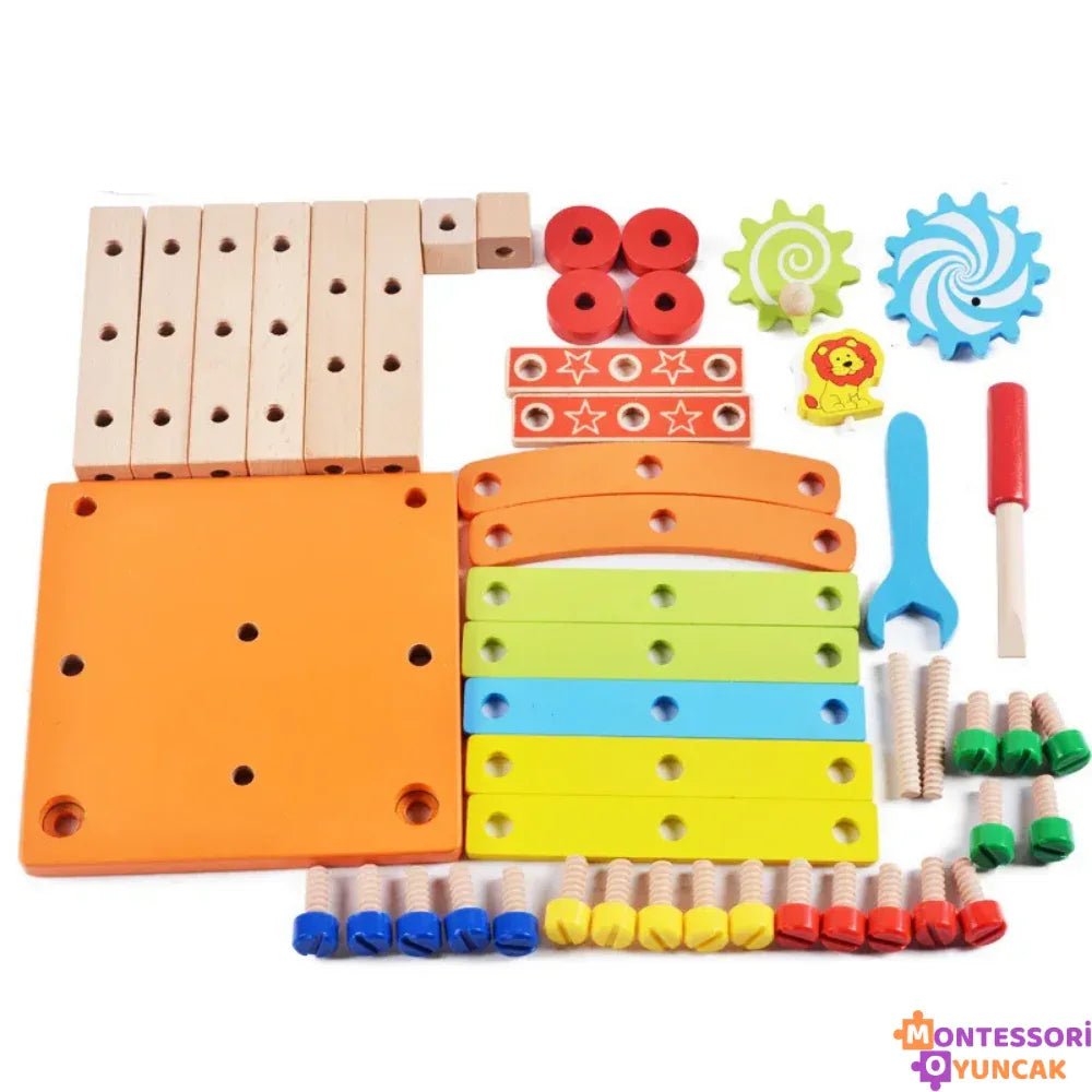 Montessori Kendin Yap Eğlence Sandalyesi Ahşap Ayarlanabilir Ergonomik Hafif - MAKKA