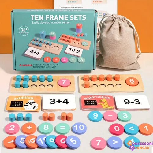 Montessori Matematik Öğrenme Seti: Renkli Sayı Tahtası ve Boncuklar - MAKKA