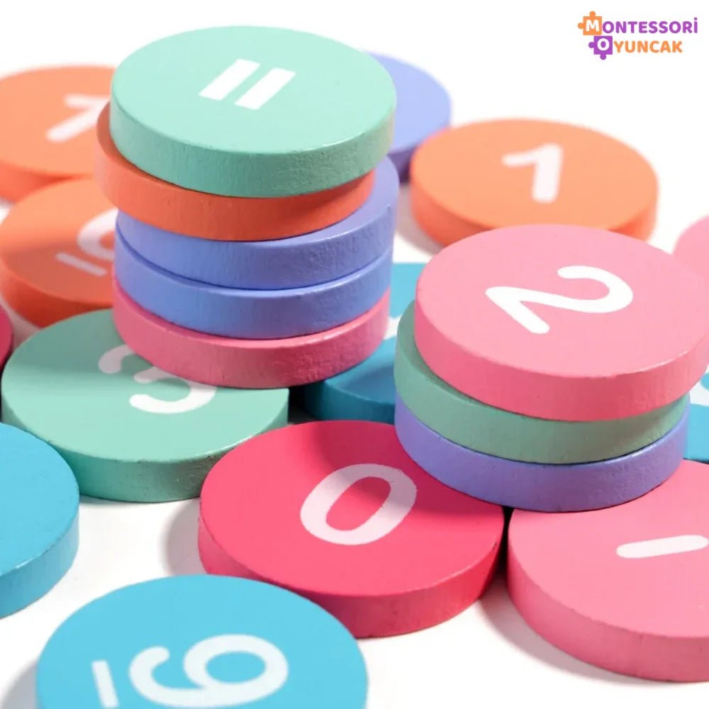 Montessori Matematik Öğrenme Seti: Renkli Sayı Tahtası ve Boncuklar - MAKKA