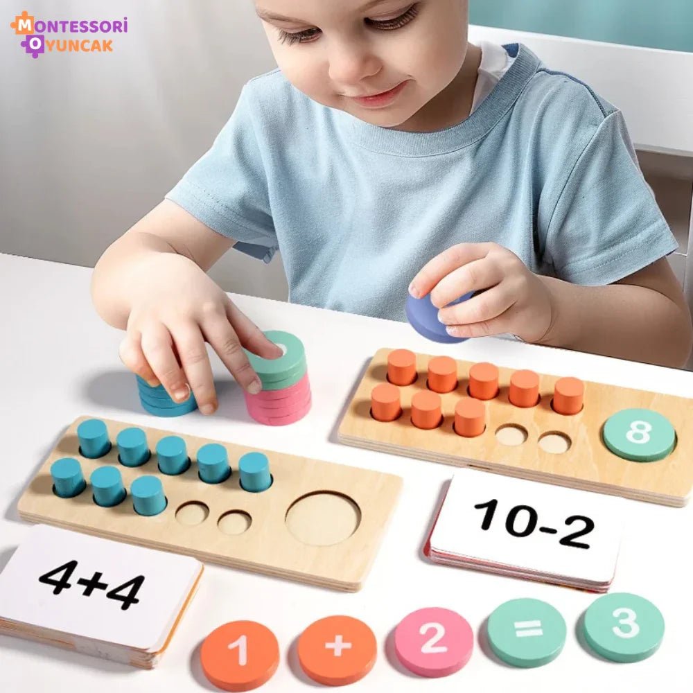Montessori Matematik Öğrenme Seti: Renkli Sayı Tahtası ve Boncuklar - MAKKA