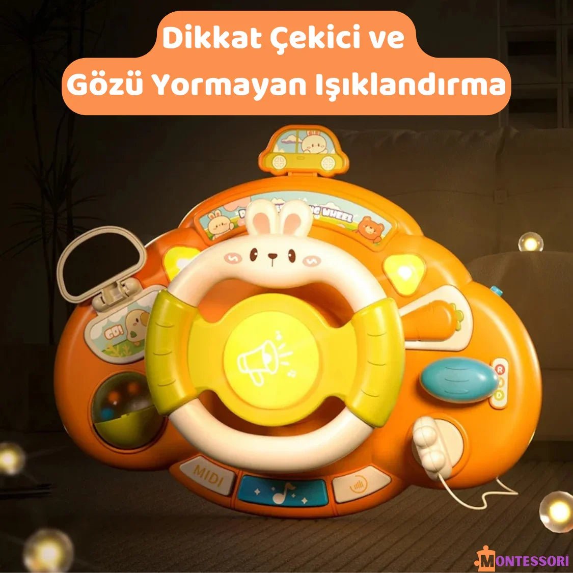 Montessori Tavşan Eğitici Direksiyon Oyuncak Çocuklar İçin Motor Beceri Gelişimi - MAKKA