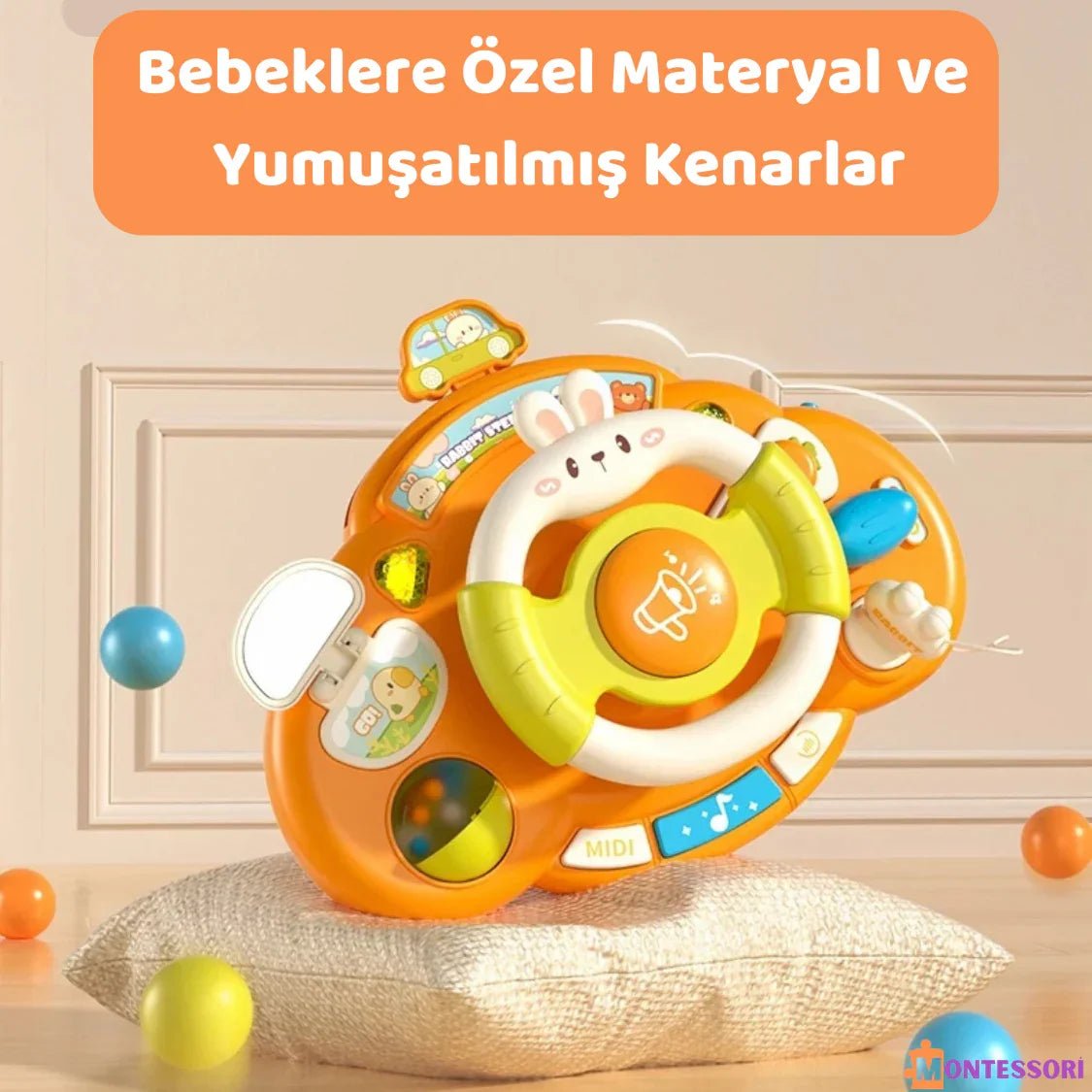 Montessori Tavşan Eğitici Direksiyon Oyuncak Çocuklar İçin Motor Beceri Gelişimi - MAKKA