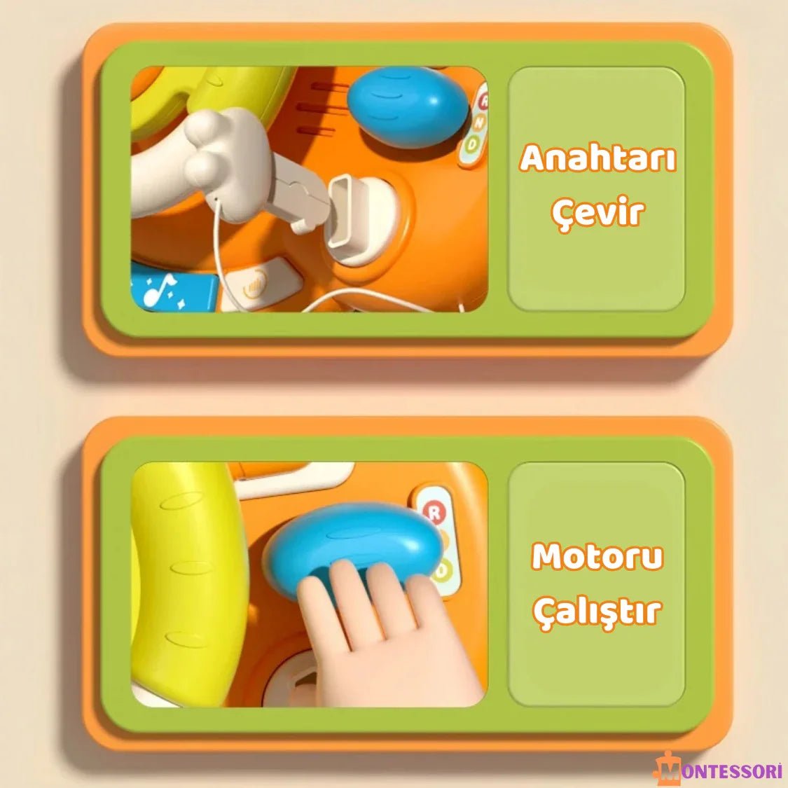 Montessori Tavşan Eğitici Direksiyon Oyuncak Çocuklar İçin Motor Beceri Gelişimi - MAKKA