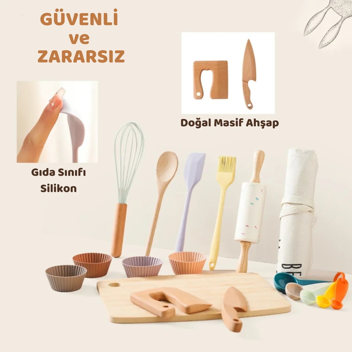Montessori Tavşan Temalı Ahşap Mutfak Seti Çocuk Eğitici Oyuncak - MAKKA