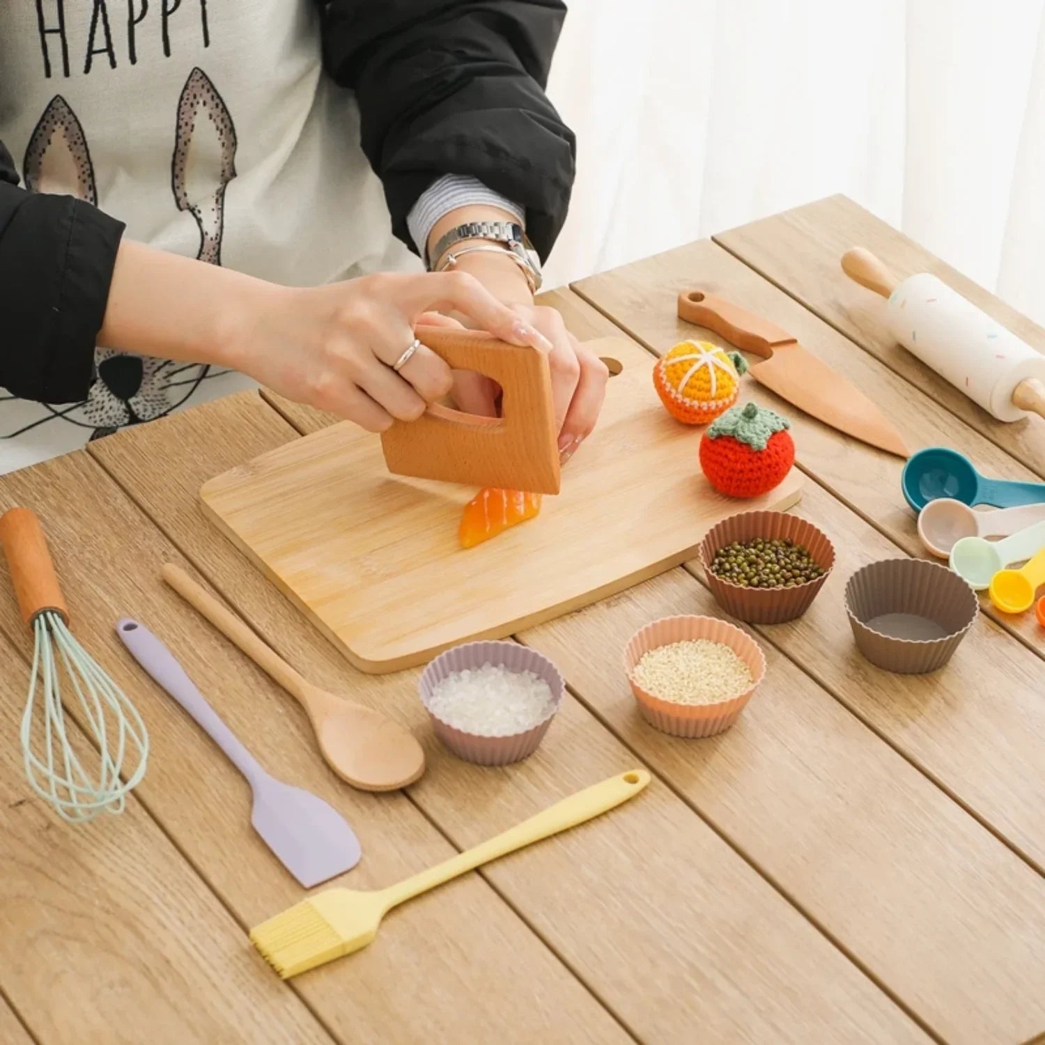 Montessori Tavşan Temalı Ahşap Mutfak Seti Çocuk Eğitici Oyuncak - MAKKA