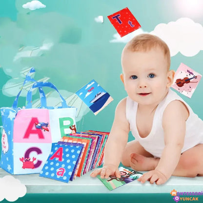 Montessori Yıkanabilir Yumuşak Bez Kitap - Çocuk Bilim Eğitimi Aktiviteli Taşınabilir - MAKKA