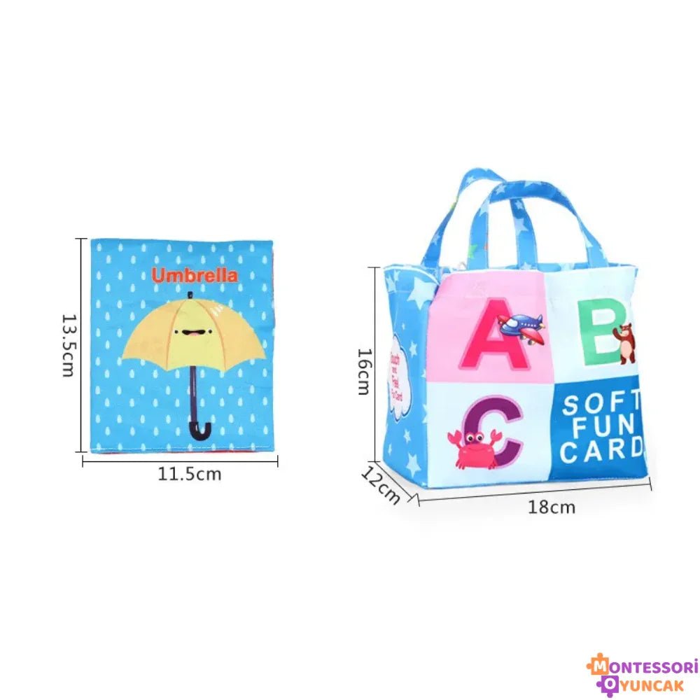 Montessori Yıkanabilir Yumuşak Bez Kitap - Çocuk Bilim Eğitimi Aktiviteli Taşınabilir - MAKKA