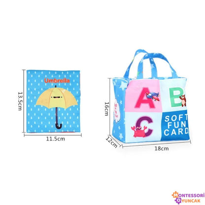 Montessori Yıkanabilir Yumuşak Bez Kitap - Çocuk Bilim Eğitimi Aktiviteli Taşınabilir - MAKKA