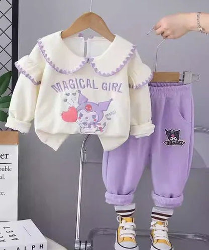 Mor Baskılı Kız Çocuk Takım, Yumuşak Pamuklu 1 - 5 Yaş Konforlu - MAKKA