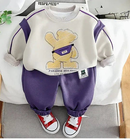 Mor Bej Pamuklu Yumuşak 1–5 Yaş Çocuk Üst Alt Takımı - MAKKA