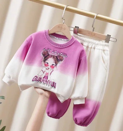 Mor Beyaz Kız Çocuk Pamuklu Takım 2 - 7 Yaş Konforlu - MAKKA