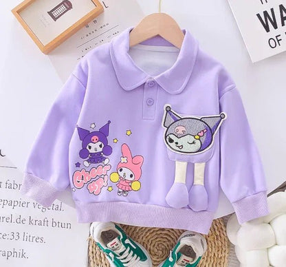 Mor Çantalı Kız Çocuk Takım Pamuklu Rahat Günlük Şıklık - MAKKA