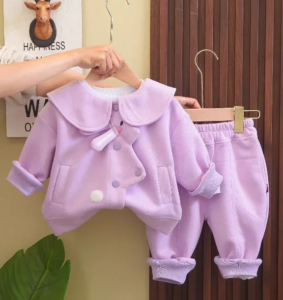 Mor Kız Çocuk 3 Parça Takım 1 - 6 Yaş Yumuşak Kumaş - MAKKA