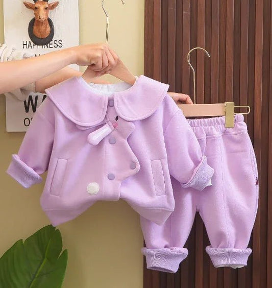 Mor Kız Çocuk 3 Parça Takım 1 - 6 Yaş Yumuşak Kumaş - MAKKA