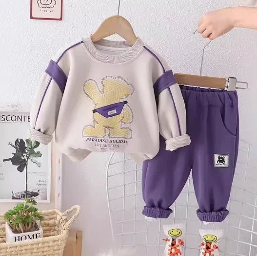 Mor Pamuklu Çocuk Takımı 1 - 5 Yaş Rahat Esnek Stil - MAKKA