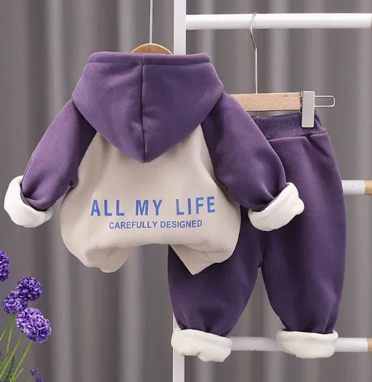 Mor Pamuklu Erkek Çocuk Takım Rahat Esnek Bedenler 1 - 5 Yaş - MAKKA