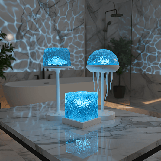 Okyanus Mavisi Hoparlörlü Masa Lambası ve Ambiyans Seti - MAKKA