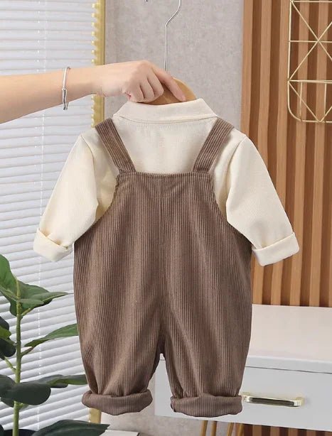 Önden Cepli Unisex Kahverengi Çocuk Tulum ve Sweatshirt Takım - MAKKA