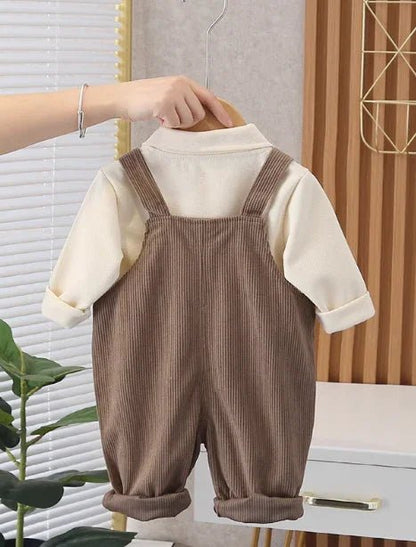 Önden Cepli Unisex Kahverengi Çocuk Tulum ve Sweatshirt Takım - MAKKA