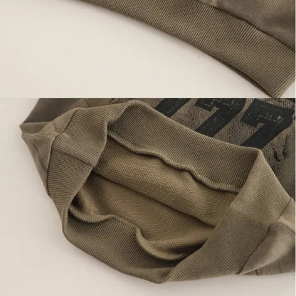 Pamuklu Baskılı Sweatshirt ve Eskitme Kot 2 Parça Takım - MAKKA