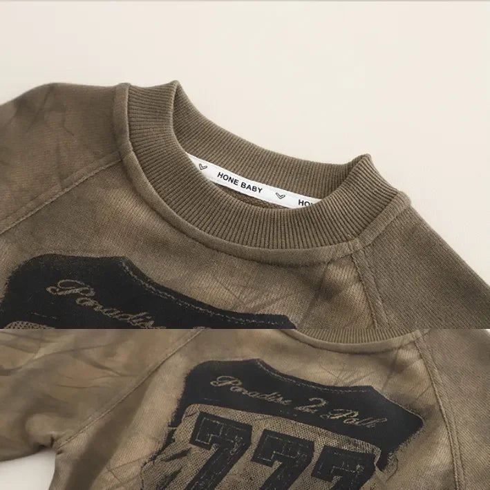 Pamuklu Baskılı Sweatshirt ve Eskitme Kot 2 Parça Takım - MAKKA