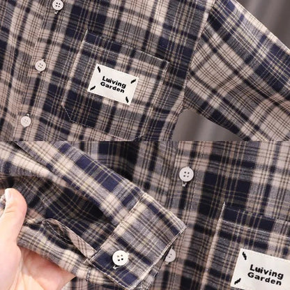 Pamuklu Baskılı Tişört Kareli Gömlek Denim Pantolon 3'lü Takım - MAKKA