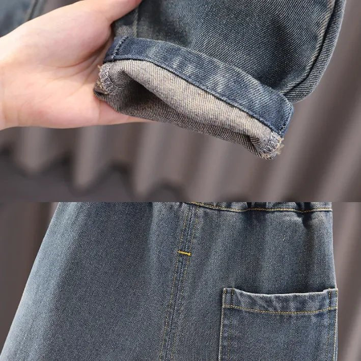 Pamuklu Baskılı Tişört Kareli Gömlek Denim Pantolon 3'lü Takım - MAKKA
