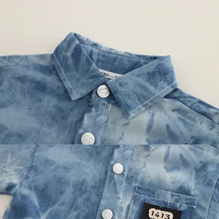 Pamuklu Baskılı Tişörtlü Kot Gömlekli 3 Parça Erkek Çocuk Takım - MAKKA