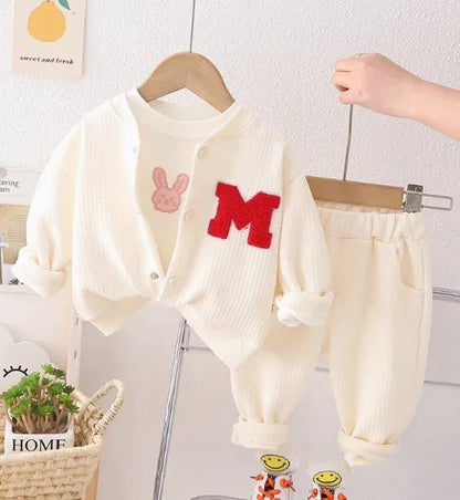 Pamuklu Beyaz Kız Çocuk Takım Uzun Kollu Rahat Kesim - MAKKA