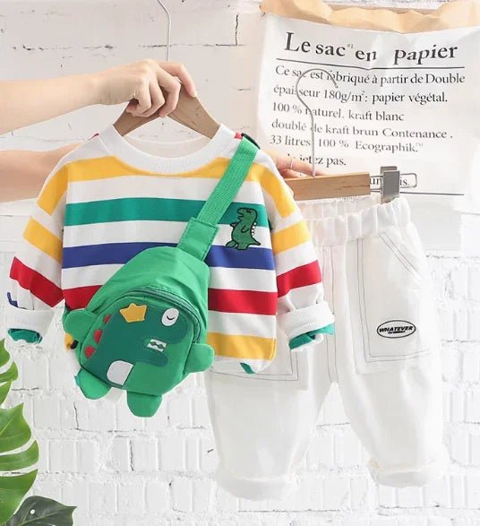 Pamuklu Beyaz Pantolonlu 1 - 5 Yaş Çocuk Takım Çanta Hediyeli Şık - MAKKA