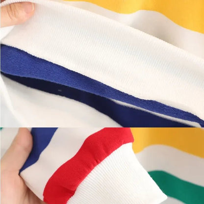 Pamuklu Çizgili 3 Parça Dinozor Çantalı Çocuk Takımı 1 - 5 Yaş - MAKKA