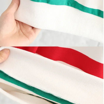 Pamuklu Çizgili Üst, Esnek Kot Pantolon ve Dinozor Çantalı Takım - MAKKA