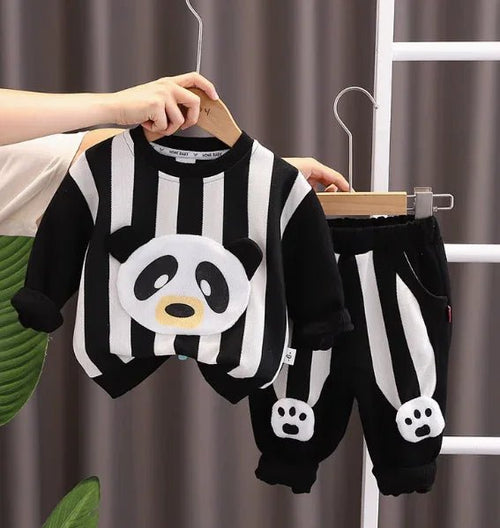 Pamuklu Panda Desenli Siyah Beyaz Çocuk Takımı 1–5 Yaş - MAKKA