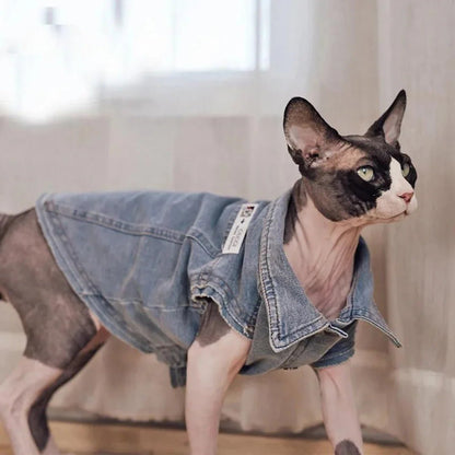 Paw Star Denim Ceket Kedi Kıyafeti - MAKKA