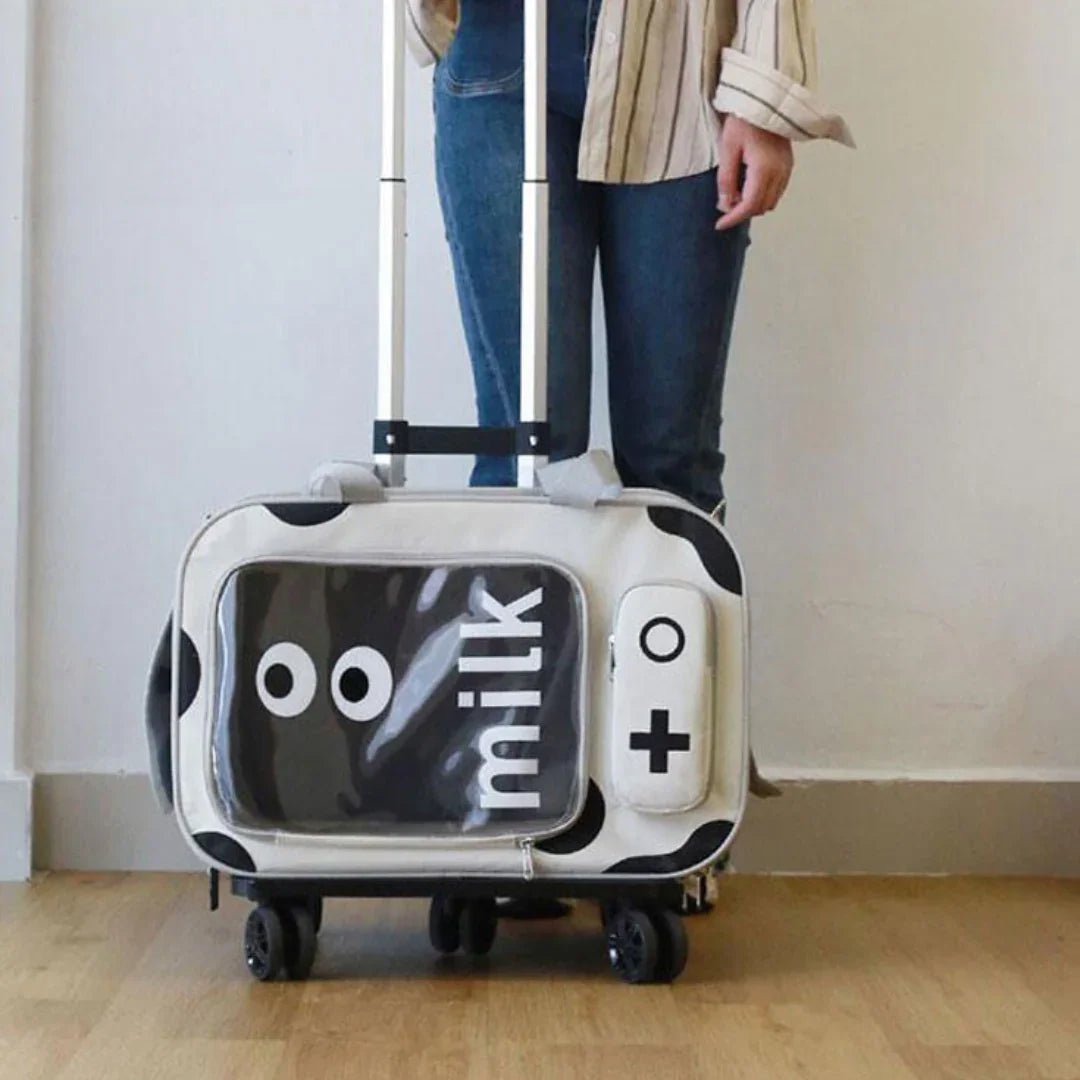 Paw Star İnek Desenli Tekerlekli Evcil Hayvan Taşıma Çantası - MAKKA