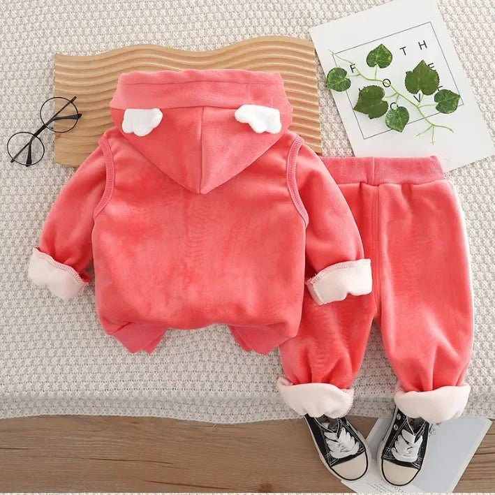 Peluş Astarlı Kapüşonlu 3 Parça Kız Çocuk Kış Takımı - MAKKA