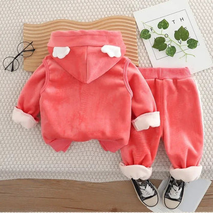 Peluş Astarlı Kapüşonlu 3 Parça Kız Çocuk Kış Takımı - MAKKA