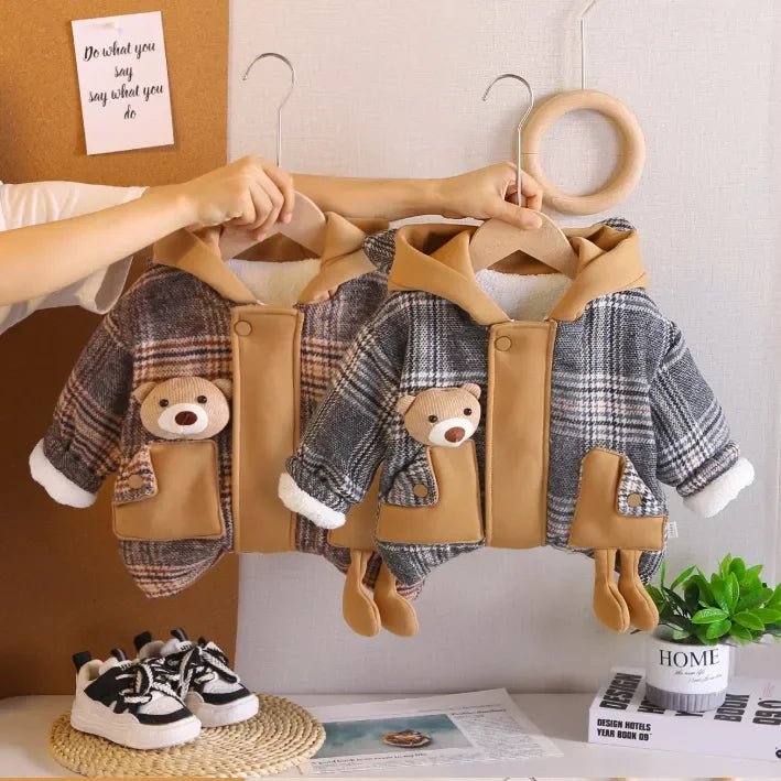 Peluş Astarlı Kapüşonlu Ayıcık Cepli Çocuk Ceket 1 - 5 Yaş - MAKKA