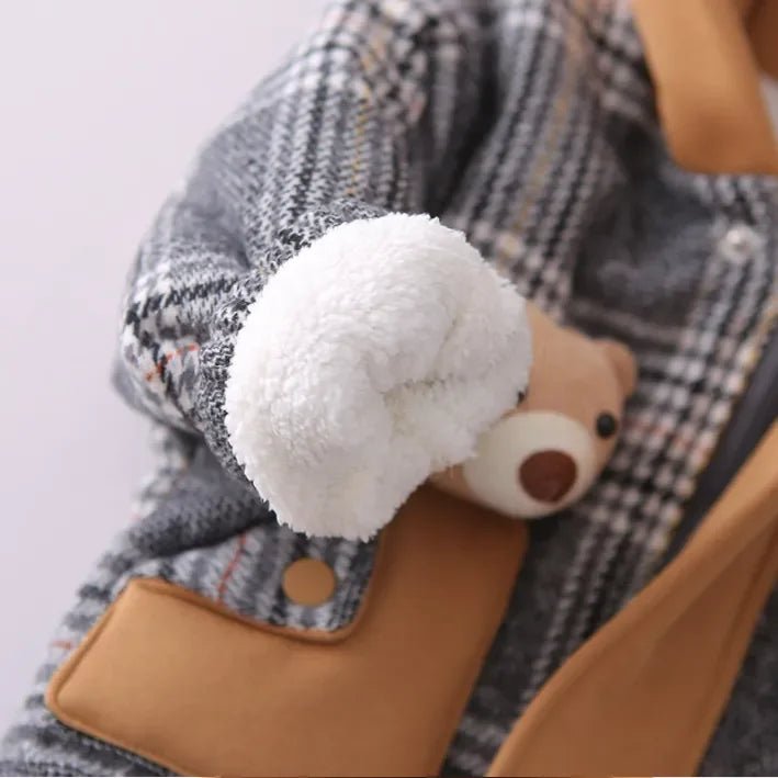 Peluş Astarlı Kapüşonlu Ayıcık Cepli Çocuk Ceket 1 - 5 Yaş - MAKKA