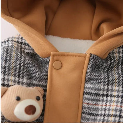 Peluş Astarlı Kapüşonlu Ayıcık Cepli Çocuk Ceket 1 - 5 Yaş - MAKKA