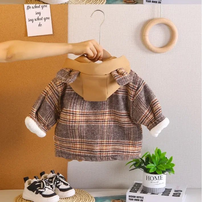 Peluş Astarlı Kapüşonlu Ayıcık Cepli Çocuk Ceket 1 - 5 Yaş - MAKKA