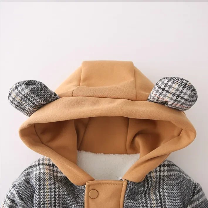 Peluş Astarlı Kapüşonlu Ayıcık Cepli Çocuk Ceket 1 - 5 Yaş - MAKKA