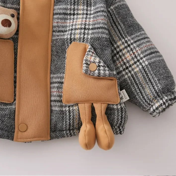 Peluş Astarlı Kapüşonlu Ayıcık Cepli Çocuk Ceket 1 - 5 Yaş - MAKKA