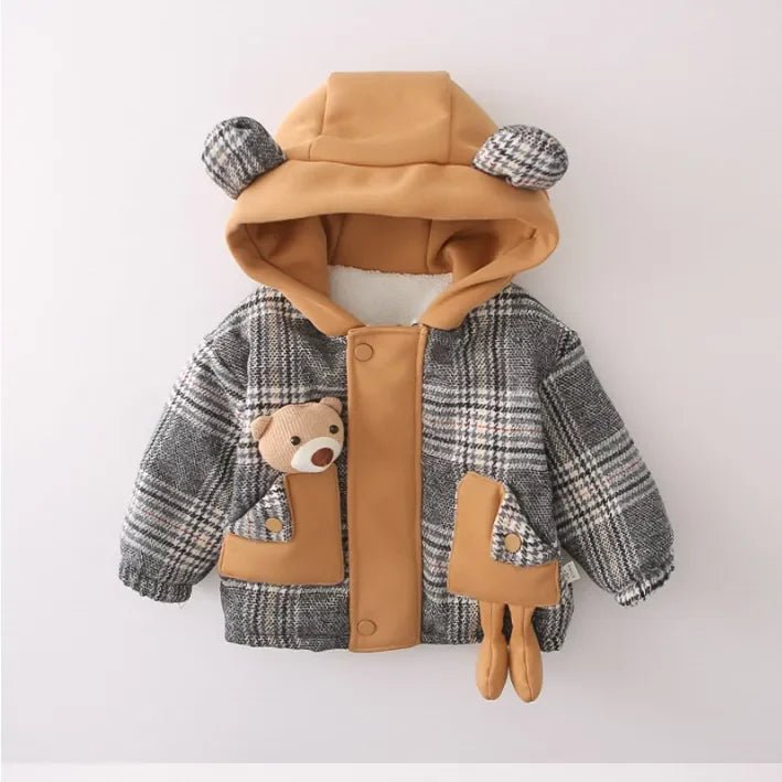 Peluş Astarlı Kapüşonlu Ayıcık Cepli Çocuk Ceket 1 - 5 Yaş - MAKKA