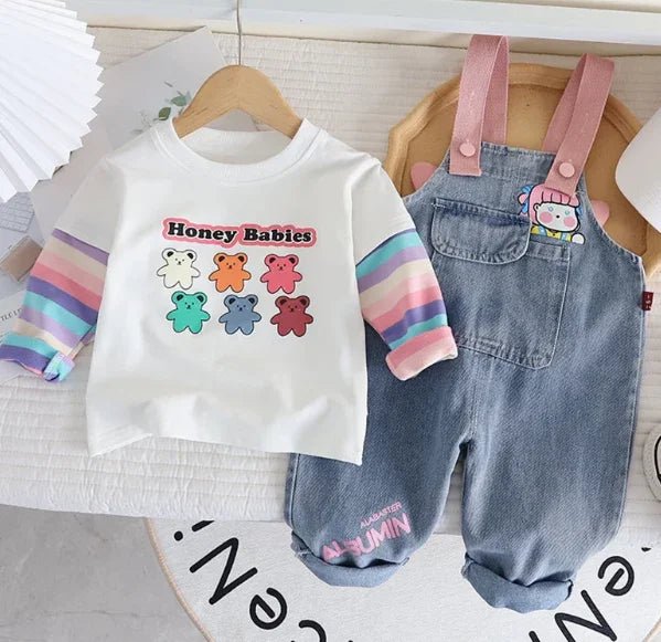 Peluş Astarlı Kız Tulum ve Uzun Kollu Sweet Takım - MAKKA