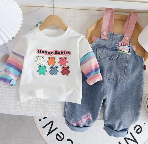 Peluş Astarlı Kız Tulum ve Uzun Kollu Sweet Takım - MAKKA