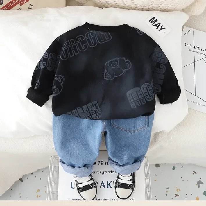 Pelüş Ayıcık Detaylı Sweat ve Nakışlı Jean Çocuk Takımı - MAKKA