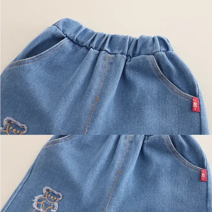 Pelüş Ayıcık Detaylı Sweat ve Nakışlı Jean Çocuk Takımı - MAKKA