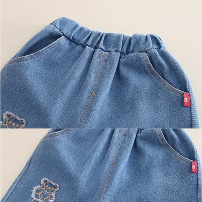 Pelüş Ayıcık Detaylı Sweat ve Nakışlı Jean Çocuk Takımı - MAKKA